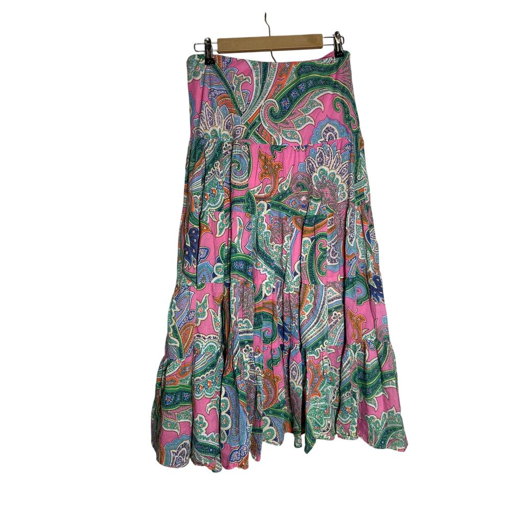 Lauren Ralph Lauren Tiered Paisley Maxi Skirt Sz. S - Picture 4 of 6